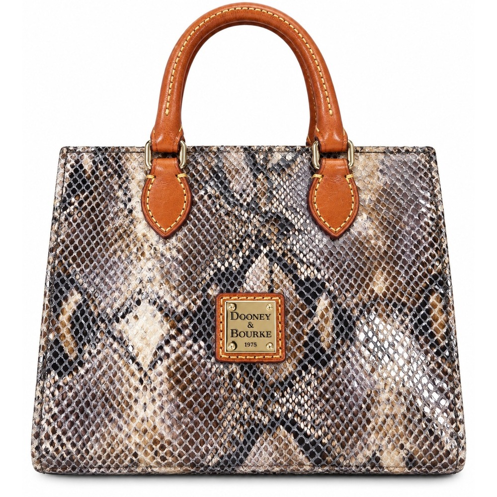 Dooney & Bourke Python Embossed Leather Satchel Bag Tan Brown J5497927